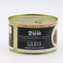 Gemischtes Gulasch vom Rind und Schwein. 400g Konserve 6 JAHRE