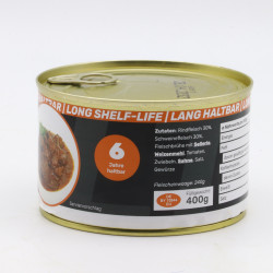 Gemischtes Gulasch vom Rind und Schwein. 400g Konserve 6 JAHRE
