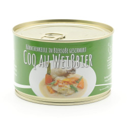 Coq au Weissbier – Hähnchenkeule in Biersoße geschmort –   (Keule mit Knochen) Dose - 400g