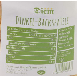 Dinkel Backspätzle, Backerbsen, Suppeneinlage - Diem 150g Dinkel Packu
